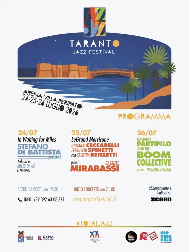 Taranto Jazz Festival 2026: guida alle tre serate all'Arena Villa Peripato - Immagine 1