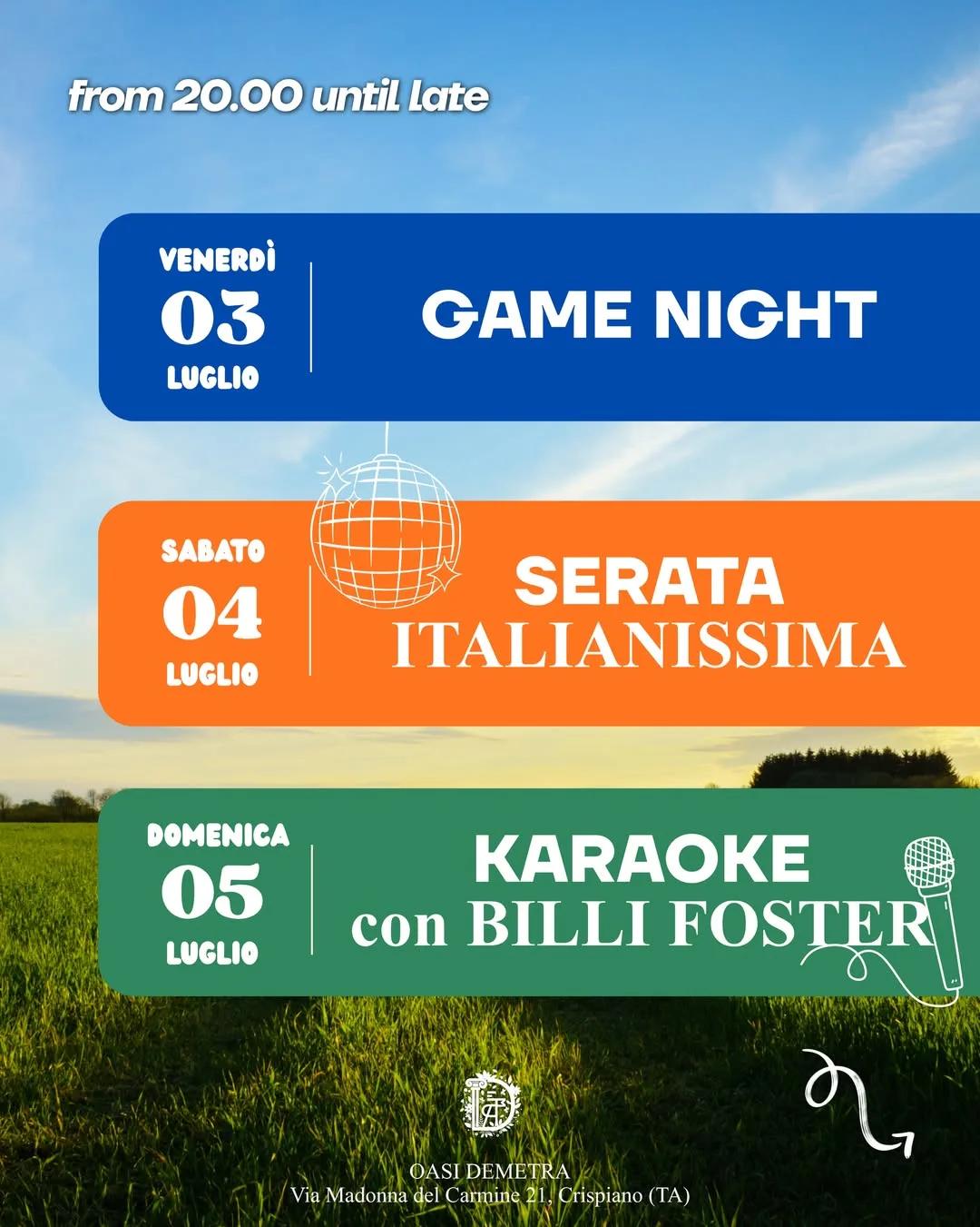 Oasi Demetra · Game Night