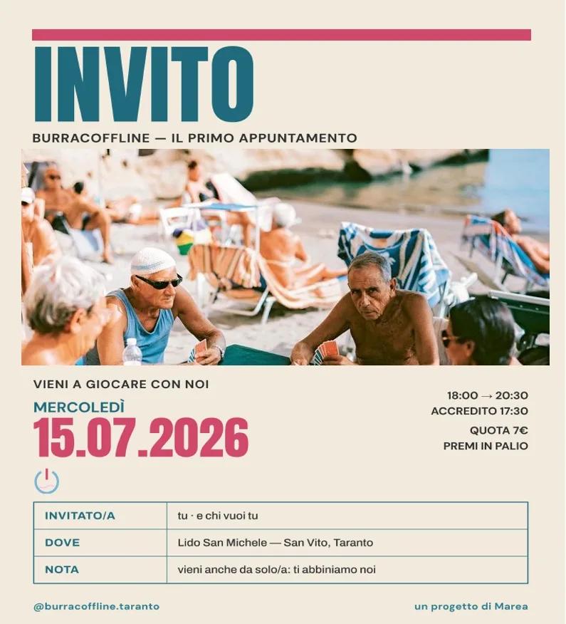 Burraco Offline · primo appuntamento al Lido San Michele