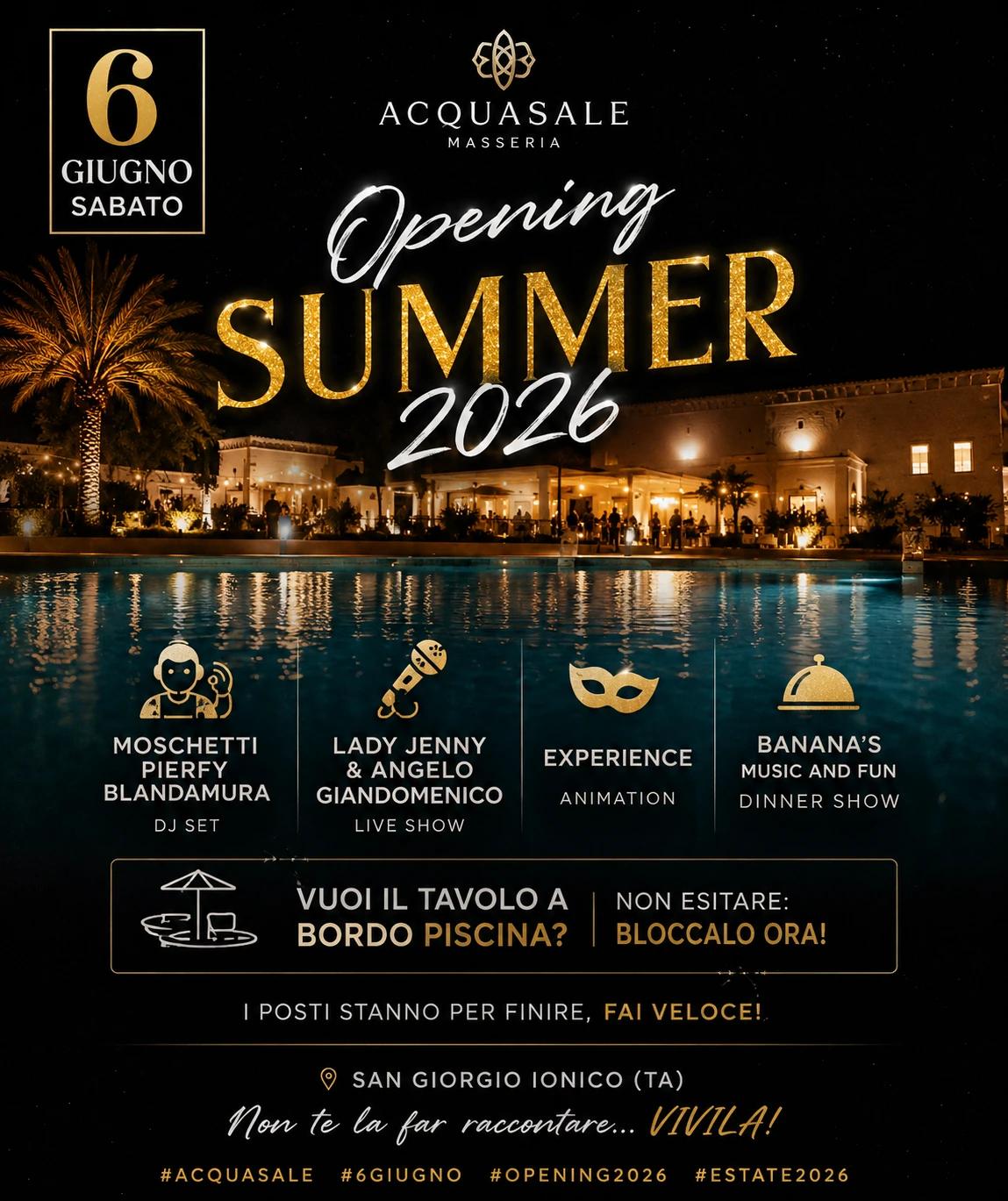 ACQUASALE OPENING – Notte di DISCO, SHOW e DIVERTIMENTO PURO