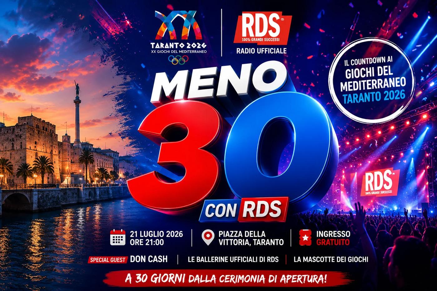 Meno 30 con RDS - Il countdown ai Giochi del Mediterraneo Taranto 2026