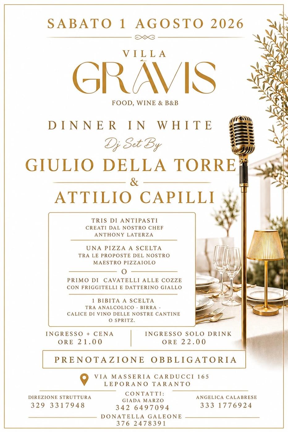 Cena spettacolo dj set Attilio Capilli e Giulio Della Torre