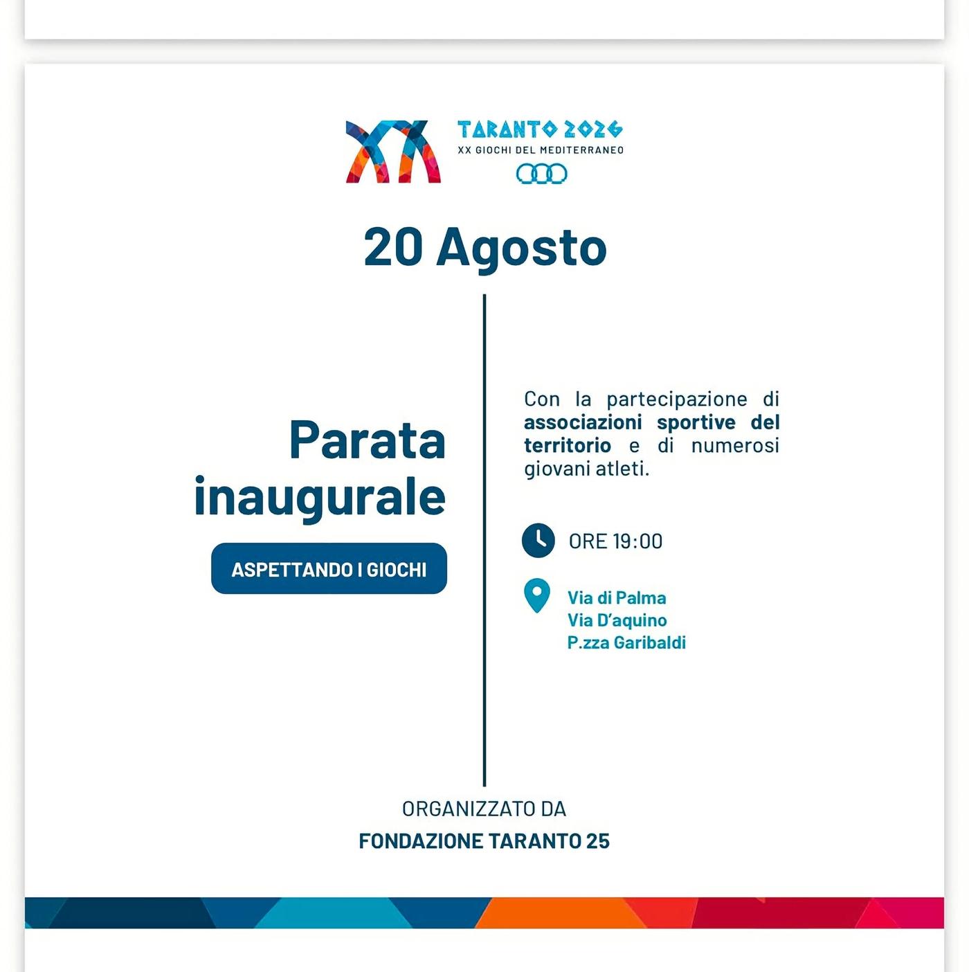 Parata inaugurale · Aspettando i Giochi del Mediterraneo Taranto 2026