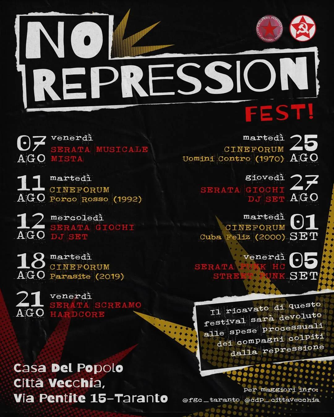 No Repression Fest · Cineforum: Uomini Contro