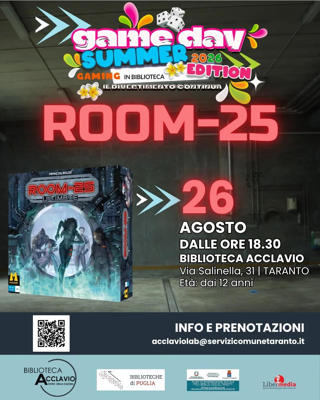 Game Day · Room-25 alla Biblioteca Acclavio