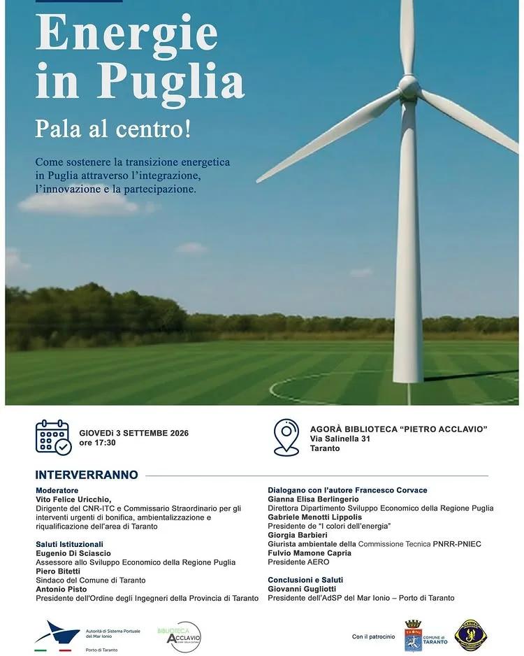 Energie in Puglia · incontro con Francesco Corvace alla Biblioteca Acclavio