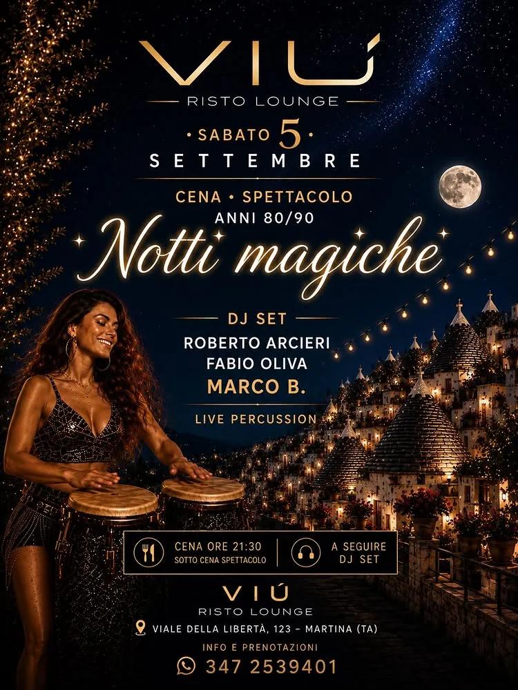 Notti Magiche · cena spettacolo anni 80 e 90 al Viù Risto Lounge