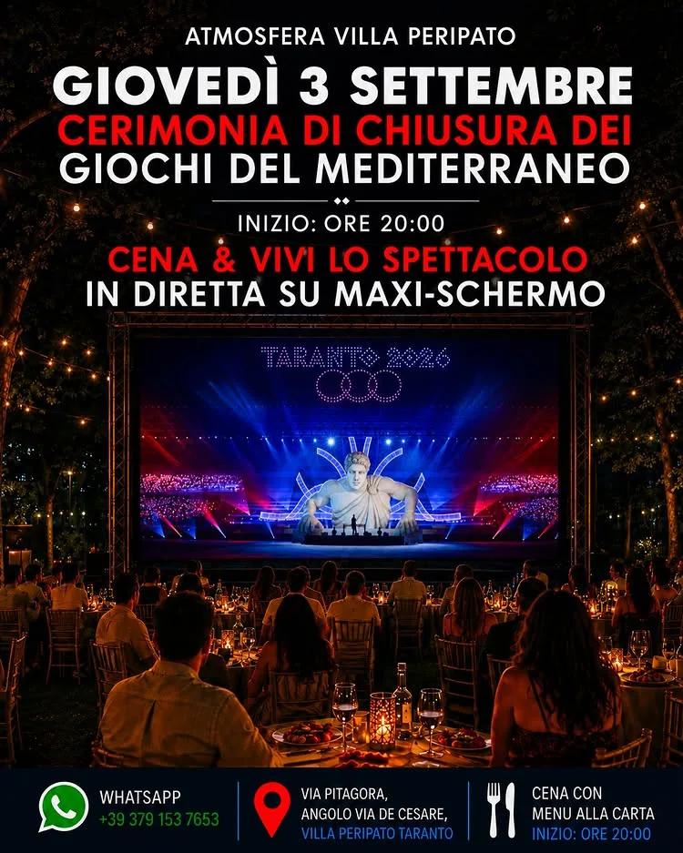 Cerimonia di chiusura dei Giochi in diretta ad Atmosfera Villa Peripato