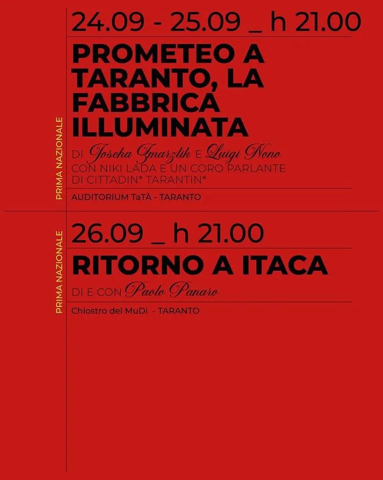 Prometeo a Taranto. La fabbrica illuminata · Taras Teatro Festival (24 settembre)