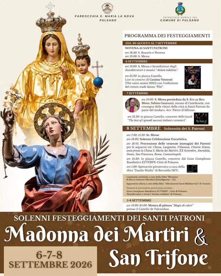 Solennità della Madonna dei Martiri e di San Trifone a Pulsano (8 settembre)