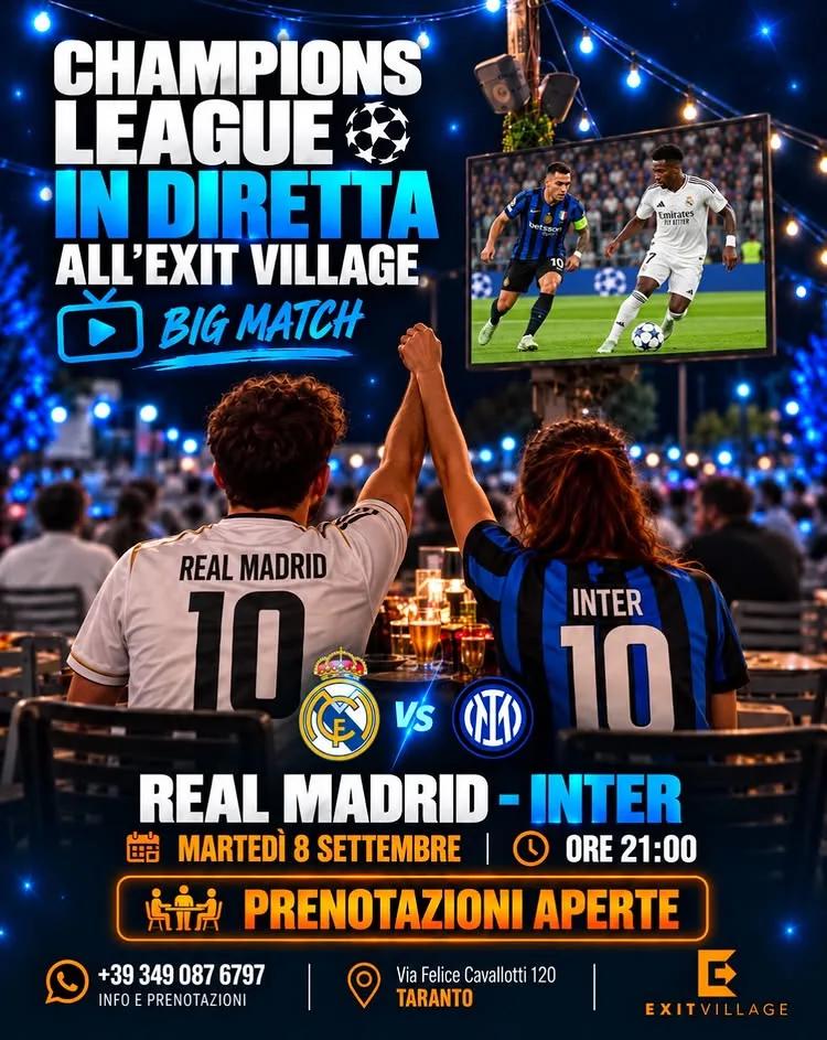 Champions League · Real Madrid-Inter sul maxischermo