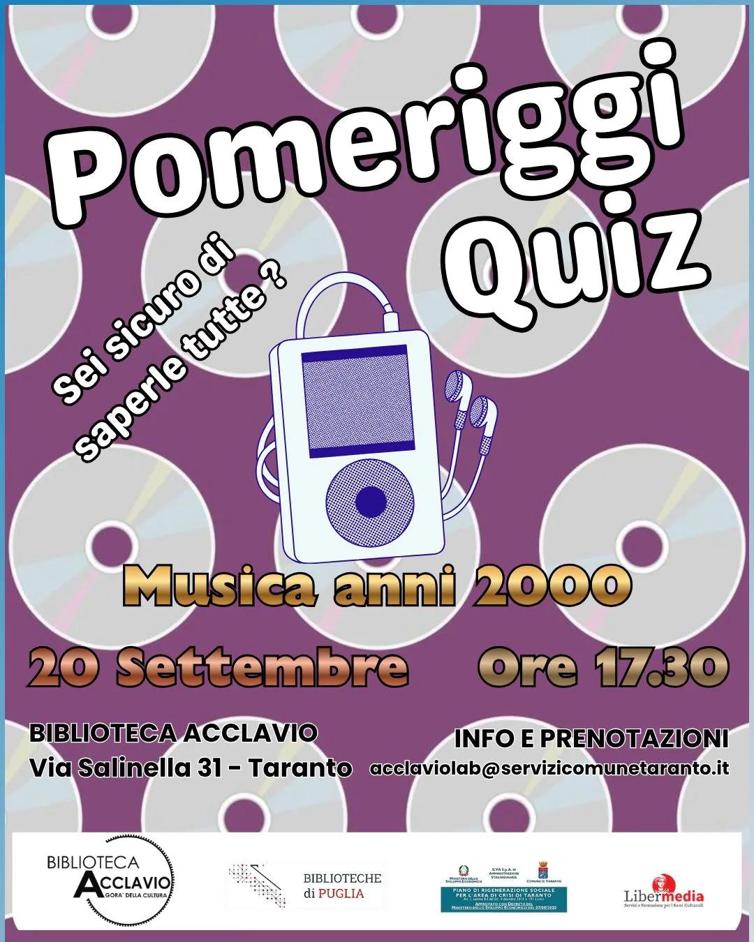 Pomeriggi Quiz alla Biblioteca Acclavio (20 settembre)