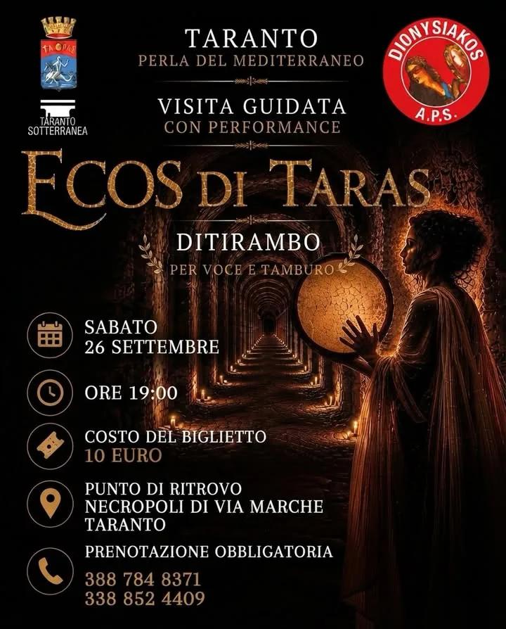 Ecos di Taras · visita alla Necropoli con il ditirambo per voce e tamburo