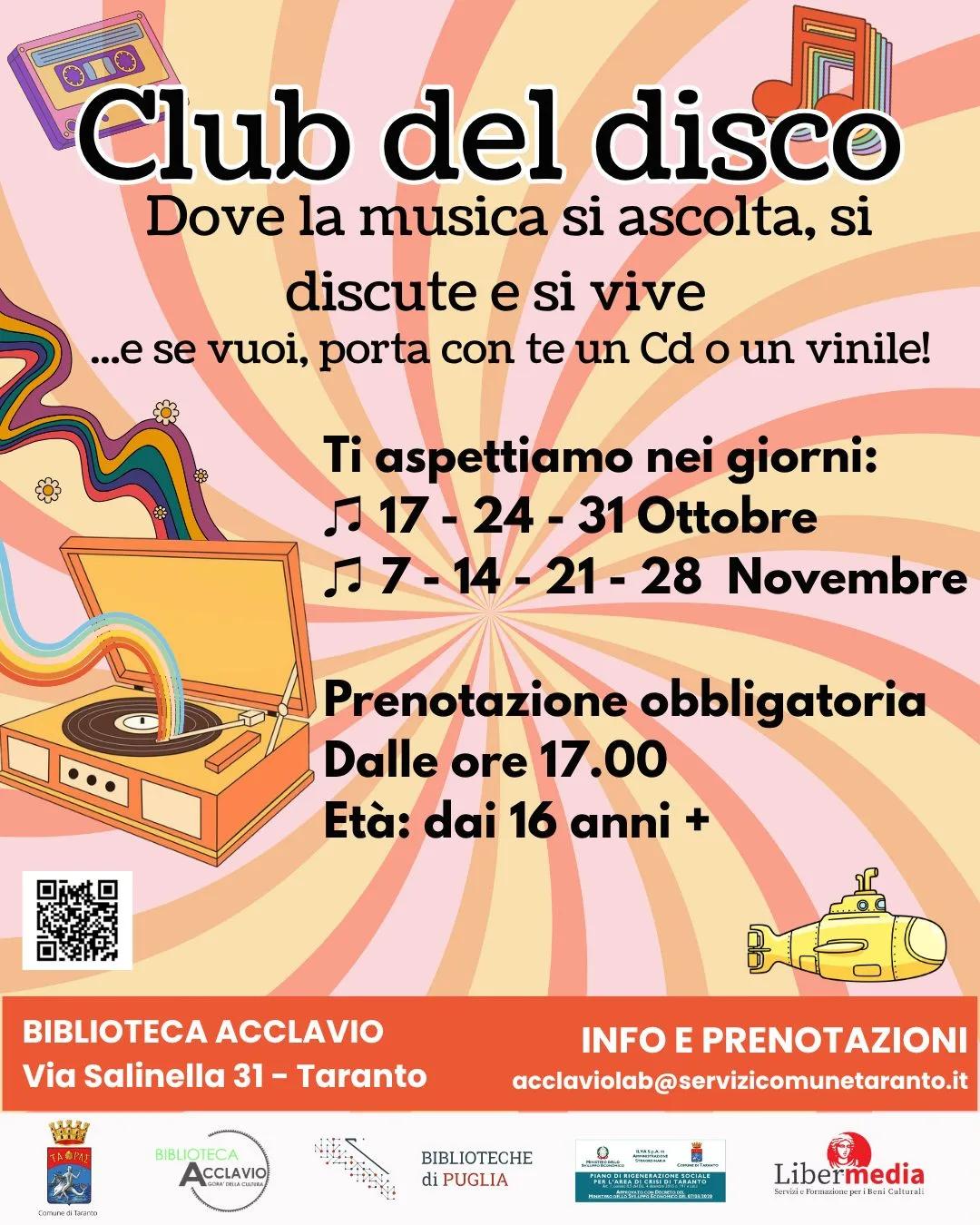 Club del Disco · ascolto condiviso in biblioteca