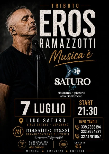 Tributo a Eros Ramazzotti sulla terrazza di Lido Saturo