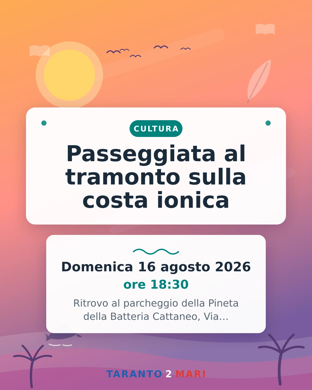 Passeggiata al tramonto sulla costa ionica