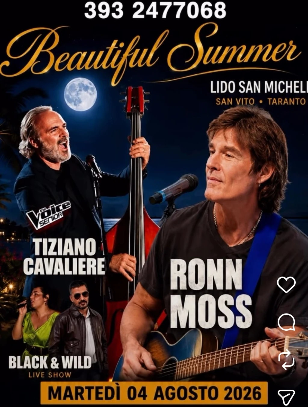 Beautiful Summer al Lido San Michele: Ronn Moss, Tiziano Cavaliere e Black & Wild