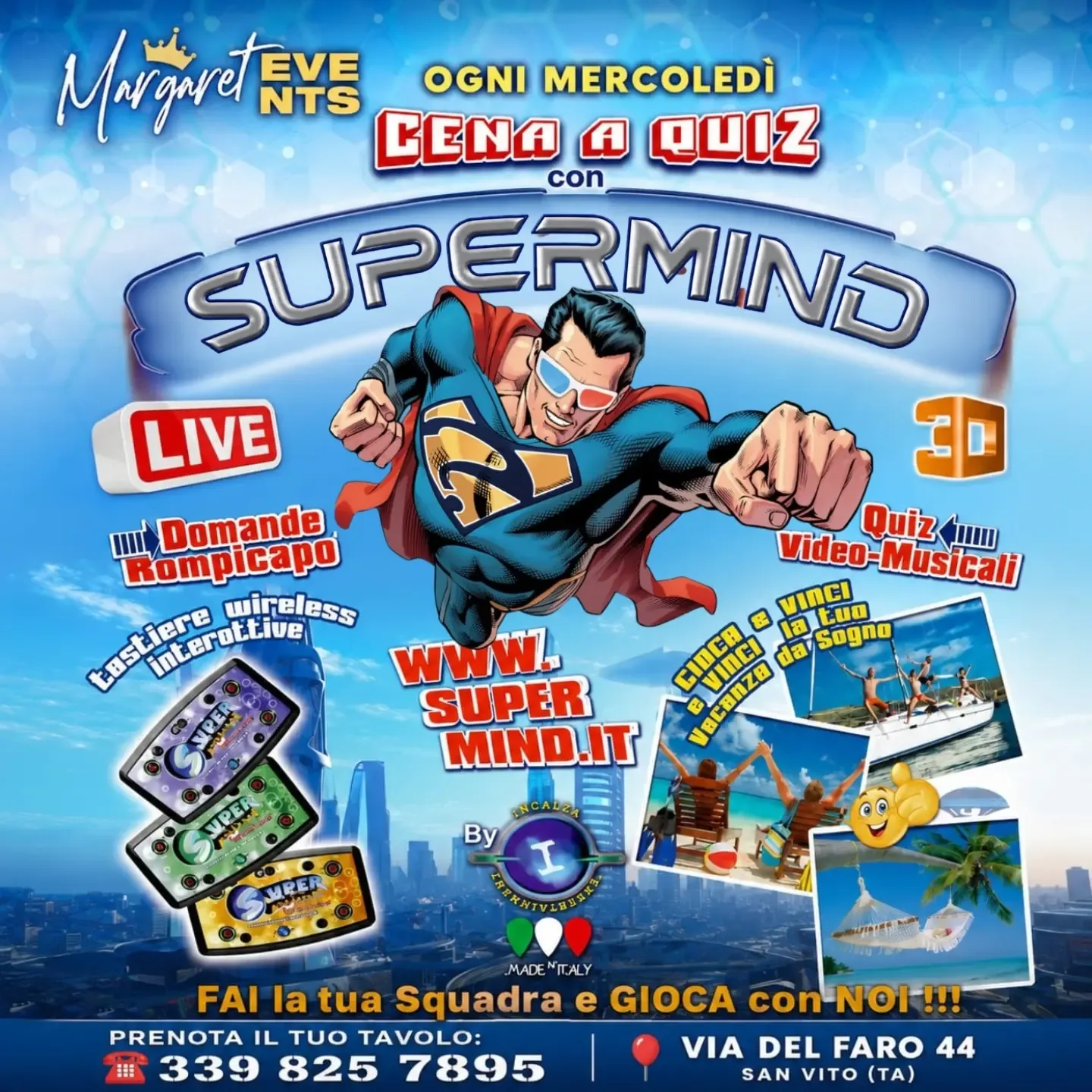 Cena a Quiz · Supermind Live al Margaret