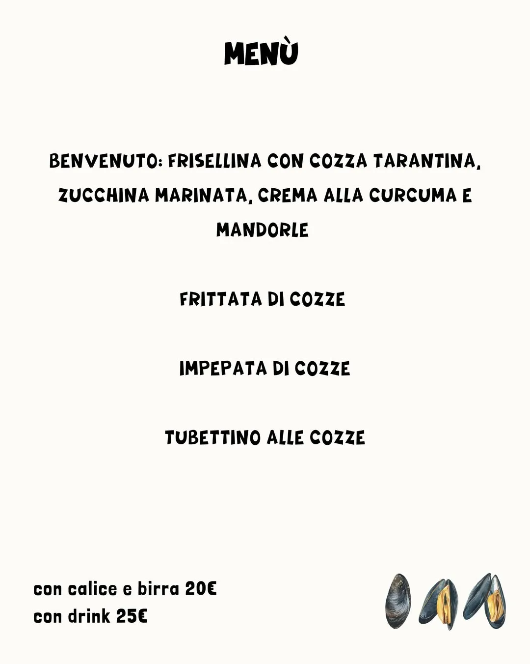 Fatt l' cozz tuje! · serata cozza tarantina a Città Vecchia