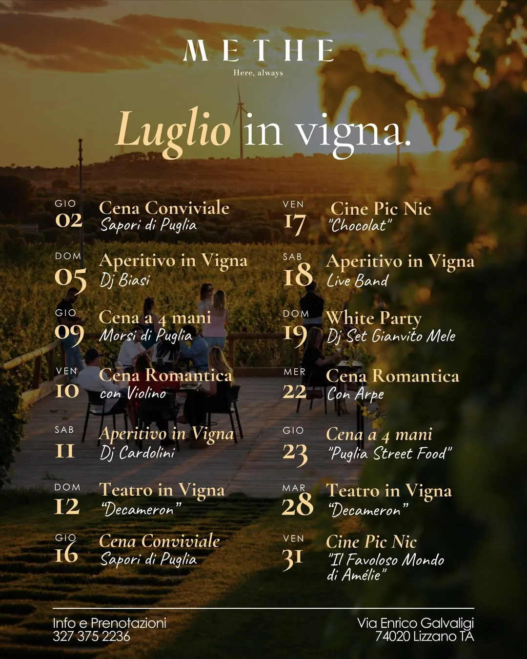 Methe in Vigna · Cena Conviviale · Sapori di Puglia