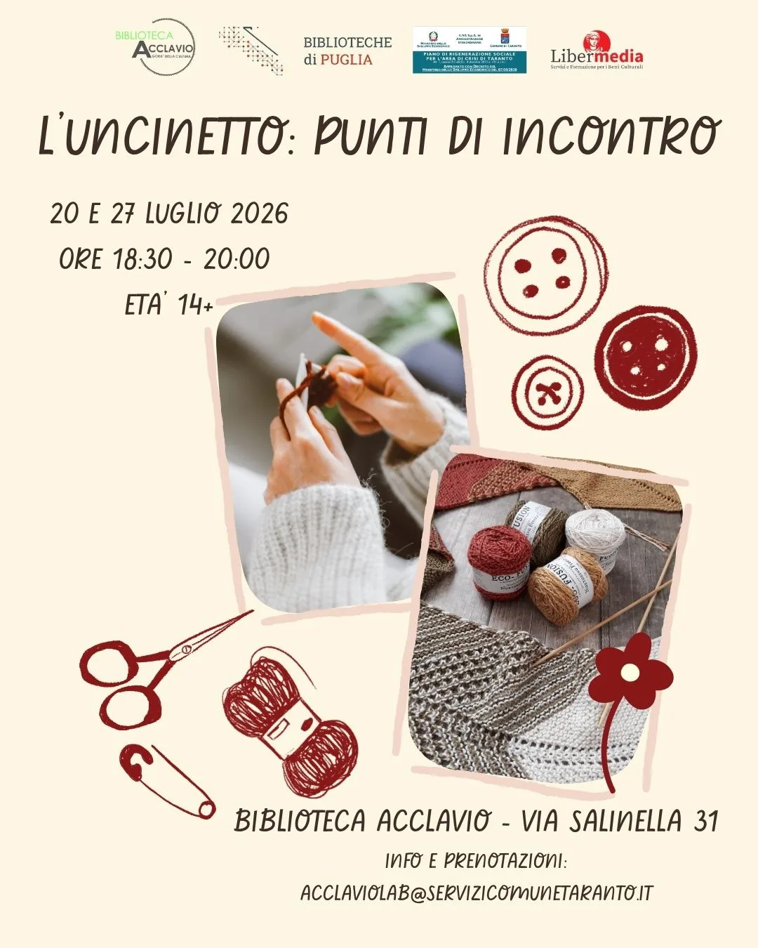 L’Uncinetto: Punti di Incontro · Biblioteca Acclavio