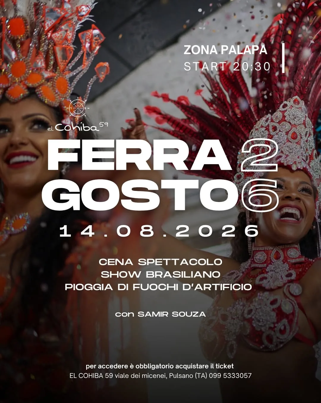 Ferragosto al Cohiba · cena spettacolo e fuochi sul mare