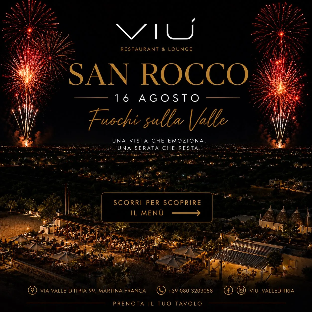 VIÙ · cena con vista sui fuochi di San Rocco