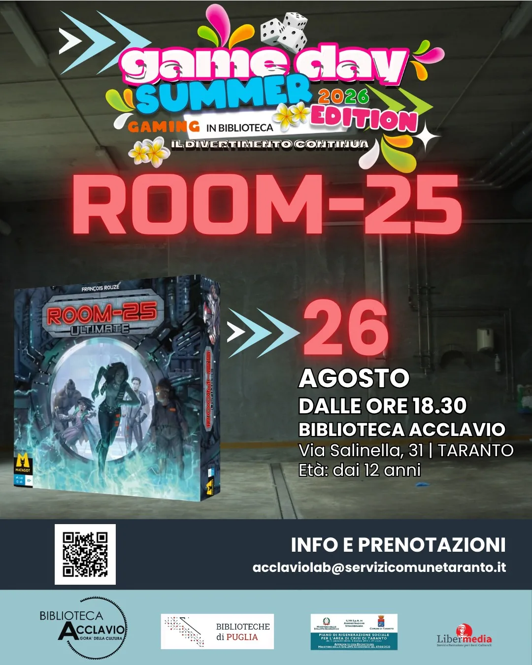 Game Day · Room-25 alla Biblioteca Acclavio