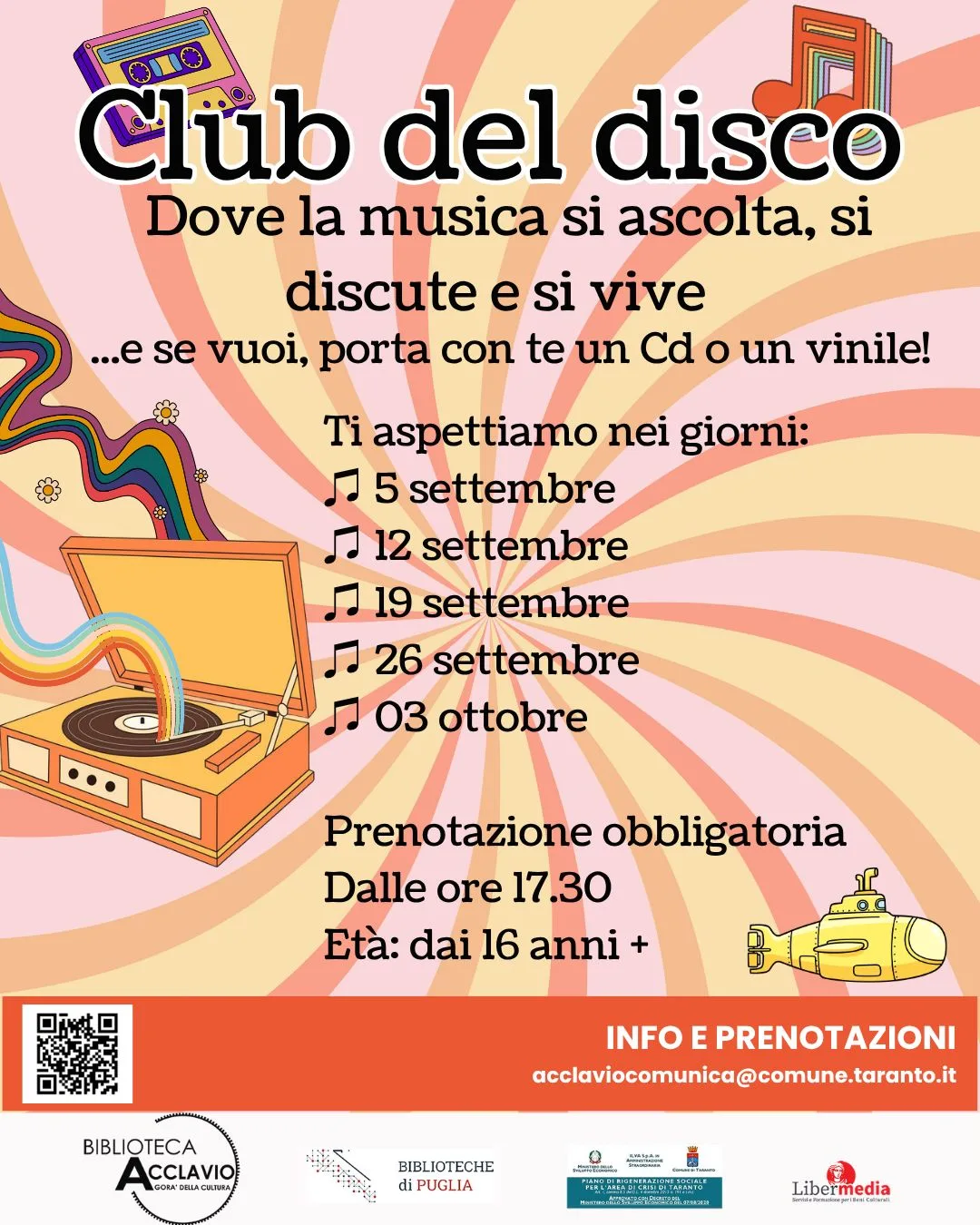 Club del Disco alla Biblioteca Acclavio (5 settembre)