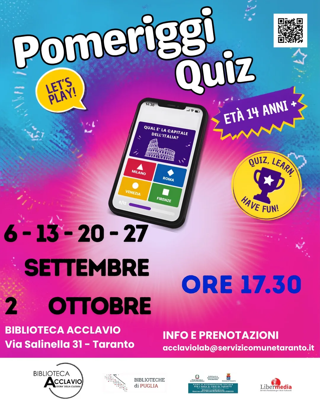 Pomeriggi Quiz alla Biblioteca Acclavio (20 settembre)