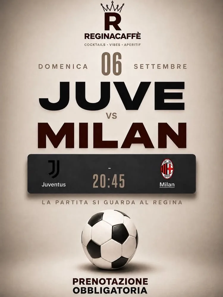 Juventus - Milan sul maxischermo del Regina Caffè