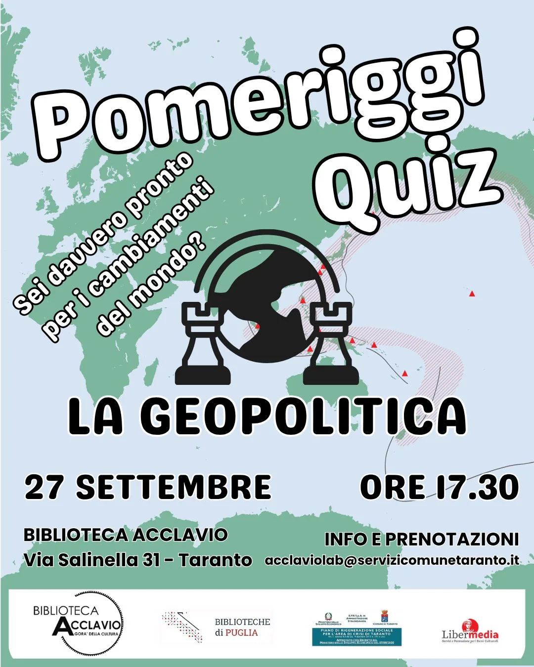 Pomeriggi Quiz sulla geopolitica alla Biblioteca Acclavio