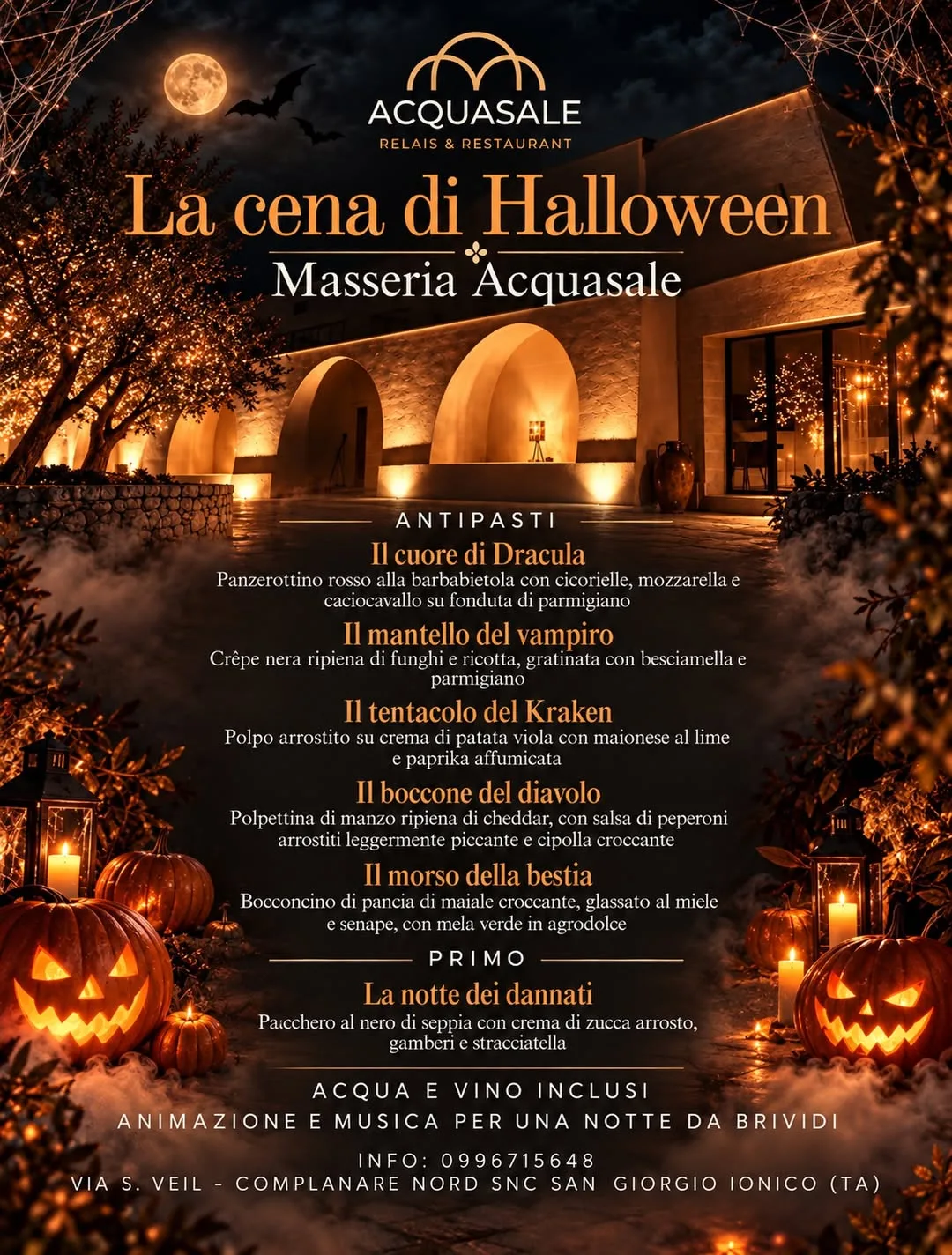 Halloween in Masseria · cena con musica e animazione