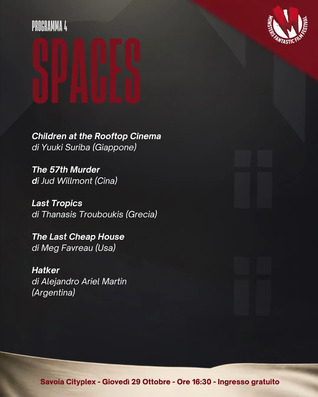 Concorso cortometraggi · programma 4, Spaces